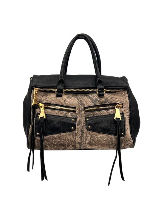 Aimee Kestenberg Handbags - Aimee Kestenberg Snake Print & Black Leather Bag Purse 10 Zippered Compartments